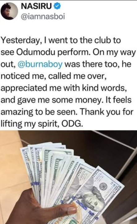 Nasboi Shares Excitement After Burna Boy Gifts Him Dollar Bundles At Club Encounter
