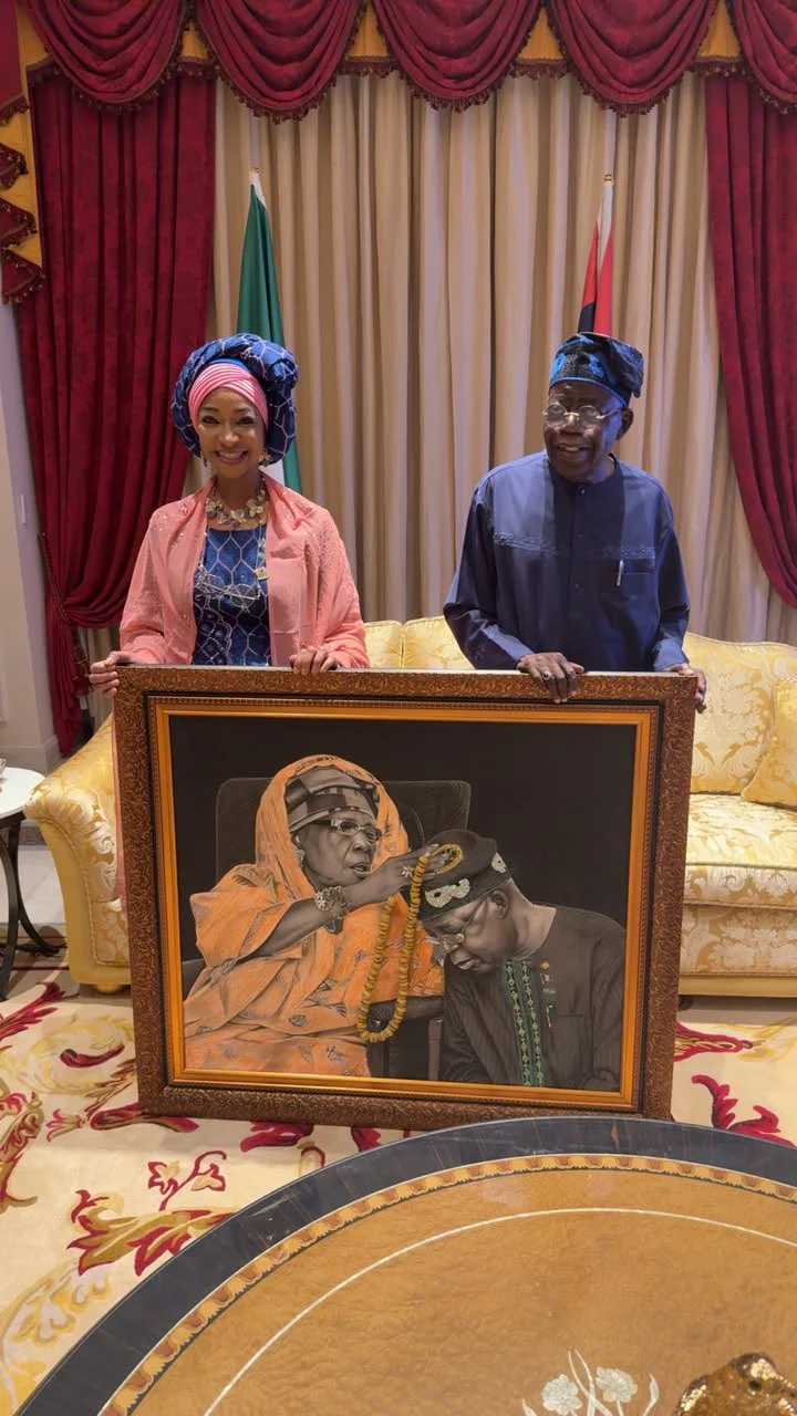 Tourism Minister Presents Tinubu With Hand-Drawn Portrait of President and Late Mother